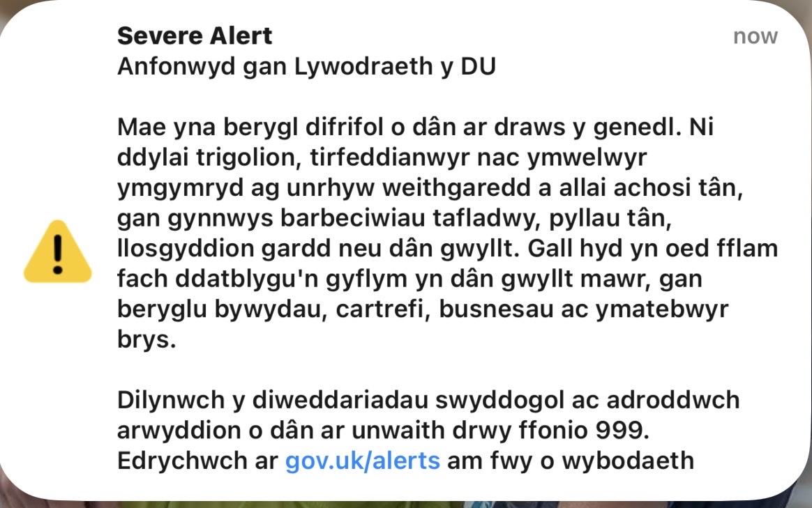 UK Government Sends Emergency Wildfire Alert to Every Phone